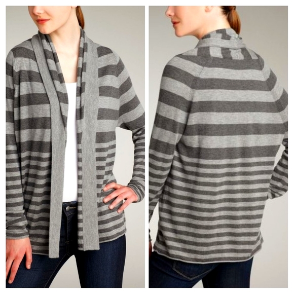 Joie Sweaters - Joie Feidra Stripe Wool-Cashmere Blend Cardigan S